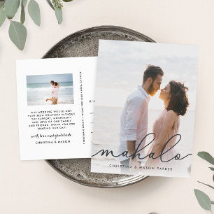 Mahalo   Wedding Photo Thank You Postcard