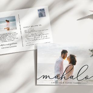 Mahalo   Wedding Photo Thank You Postcard