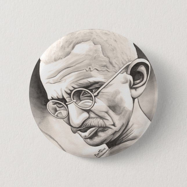 Mahatma Gandhi 6 Cm Round Badge (Front)