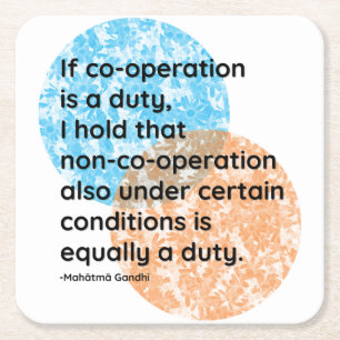 Mahatma Gandhi Co-operation Quotes Square Paper Coaster