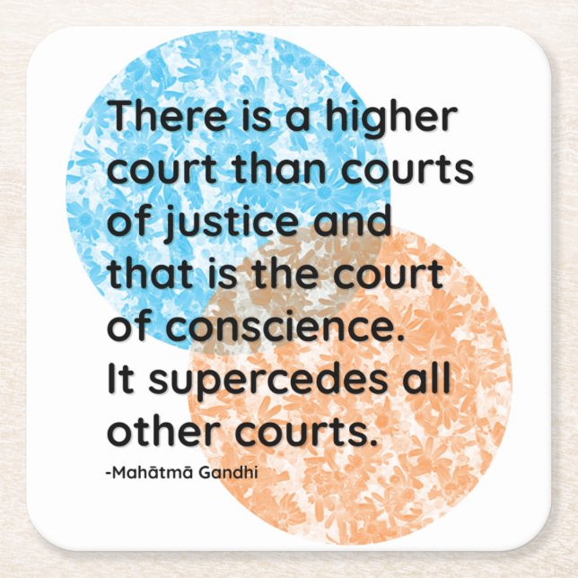 Mahatma Gandhi Conscience Quotes  Square Paper Coaster (Front)