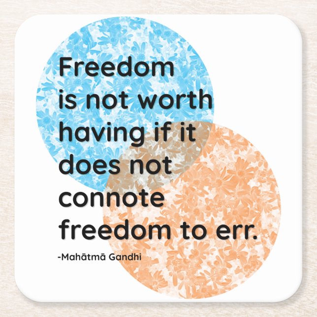 Mahatma Gandhi Freedom Quotes Square Paper Coaster (Front)