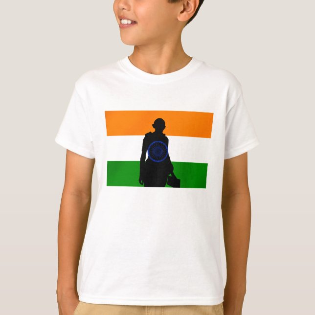 Mahatma Gandhi India Asia Indian flag T-Shirt (Front)