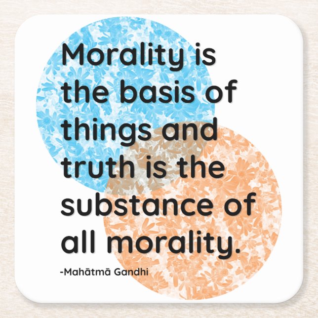 Mahatma Gandhi Morality Quotes Square Paper Coaster (Front)