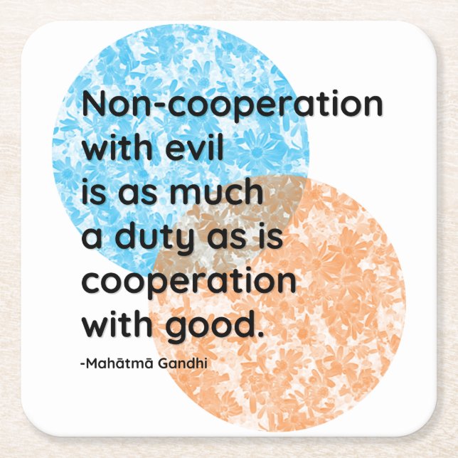 Mahatma Gandhi Non-Cooperation Quotes Square Paper Coaster (Front)