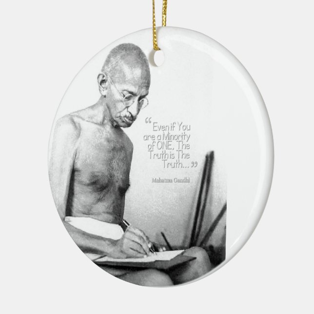 Mahatma Gandhi Quote, Minority of One, Truth Ceramic Tree Decoration (Left)