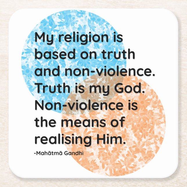 Mahatma Gandhi Religion Quotes Square Paper Coaster (Front)