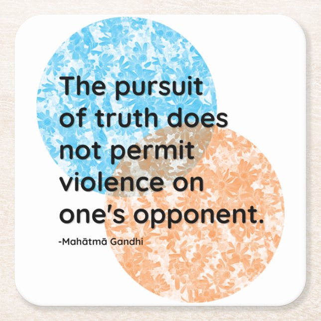 Mahatma Gandhi Truth and Violence Quotes Square Paper Coaster (Front)