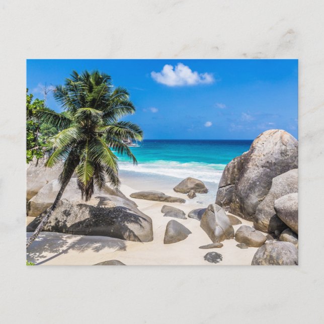 Mahe Seychelles Carana Beach gift Poster Holiday Postcard (Front)