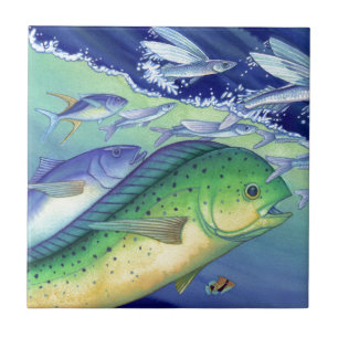 Mahi Mahi (Dolphin Fish) chasing Flying Fish Tile