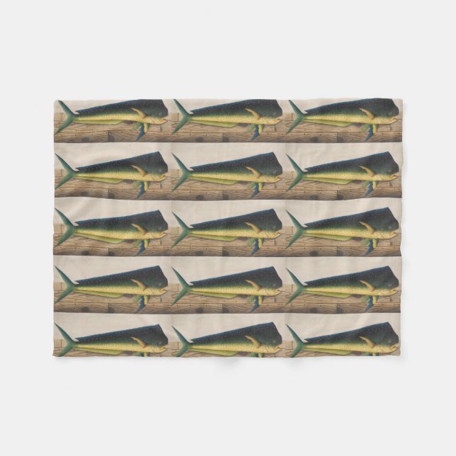 Mahi-Mahi Fish artwork Fleece Blanket (Front (Horizontal))
