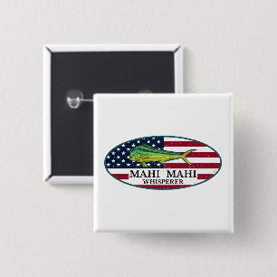 Mahi Mahi Whisperer Nautical Coastal Mahi Mahi 15 Cm Square Badge
