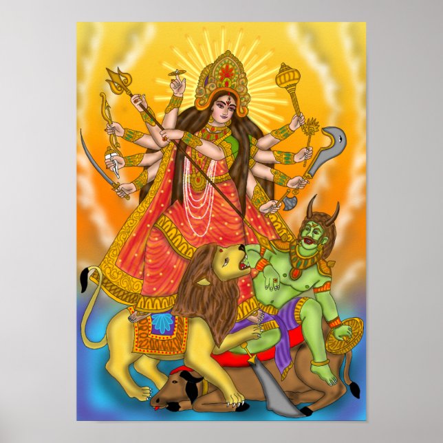 Mahishasur Mardini Durga Poster (Front)