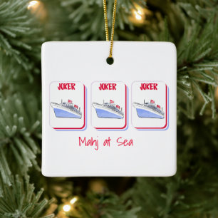 Mahj at Sea Mahjong Personalised Cruise Gifts Ceramic Ornament