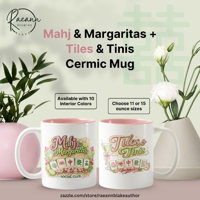 Mahj & Margaritas + Tiles & Tinis Ceramic Mug (Creator Uploaded)