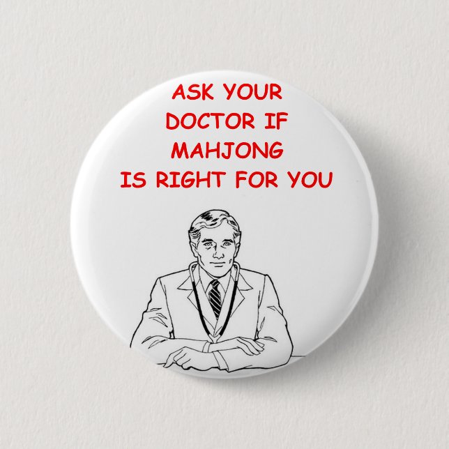 MAHJONG 6 CM ROUND BADGE (Front)