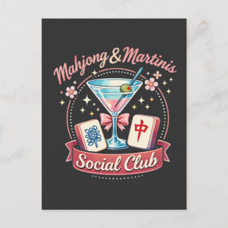 Mahjong and Martinis Social Club Announcement Postcard