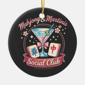 Mahjong and Martinis Social Club Ceramic Tree Decoration