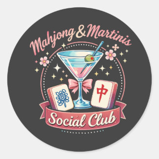 Mahjong and Martinis Social Club Classic Round Sticker