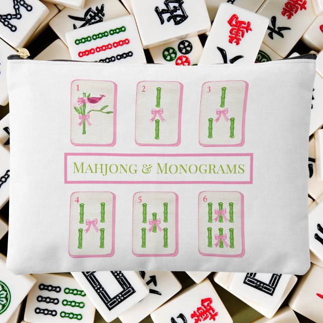 Mahjong and Monograms Coquette Bamboo Bows Accessory Pouch (Creator Uploaded)