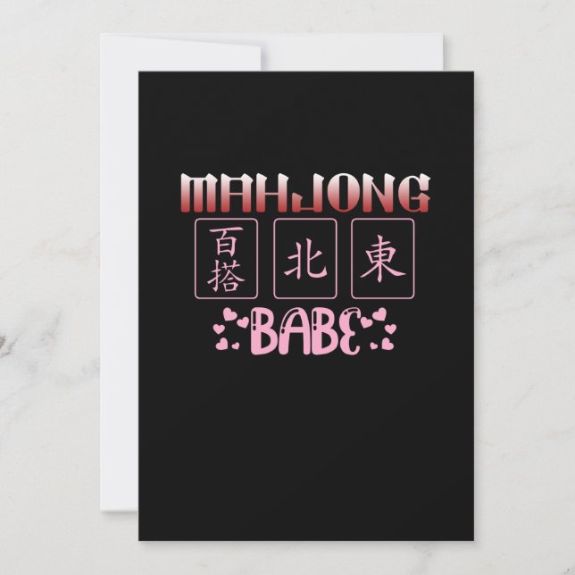 Mahjong Babe Game Player Mahjong Games Graphic Invitation (Front)
