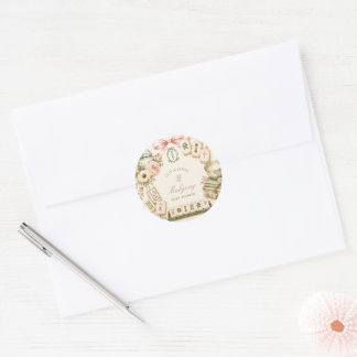 Mahjong baby shower classic round sticker