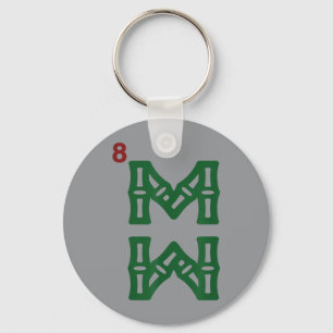 Mahjong Bamboo Sozu Eight Bams Tile Chinese Mah Key Ring