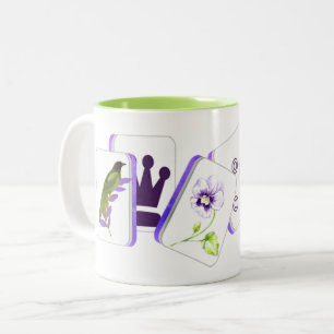 Mahjong Bird Bam and Flower Tiles Coffee Mug