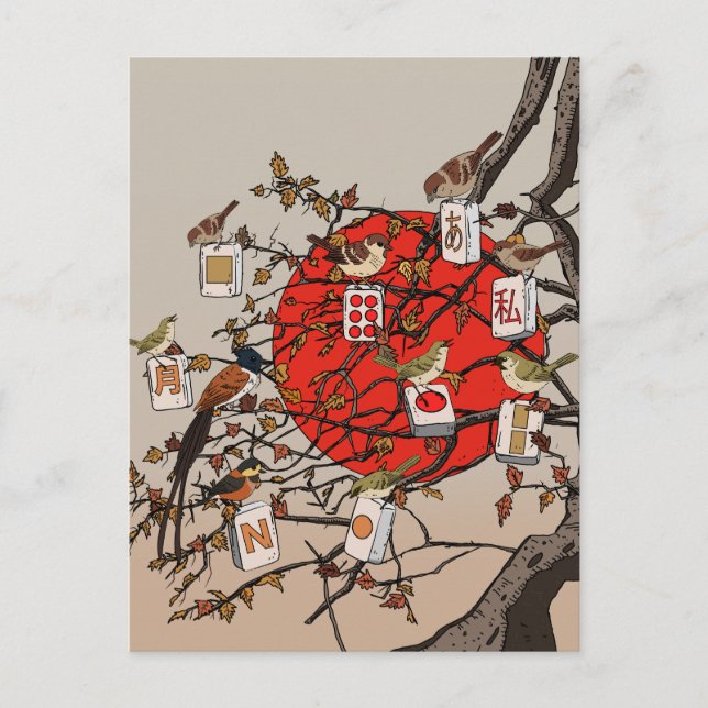 Mahjong Birds Game Postcard (Front)