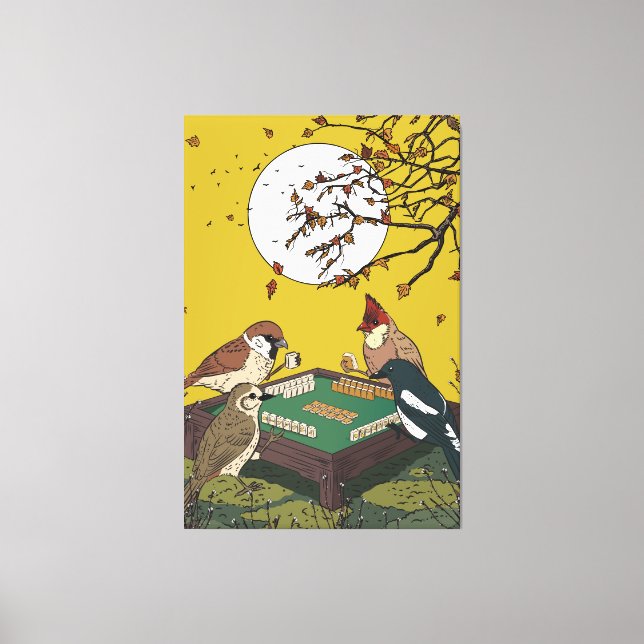 Mahjong birds playing Game  Canvas Print (Front)