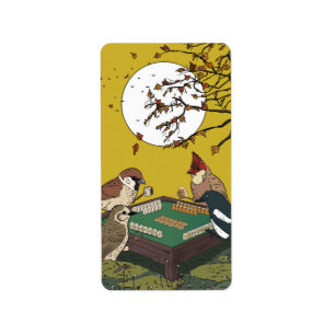 Mahjong birds playing Game  Label