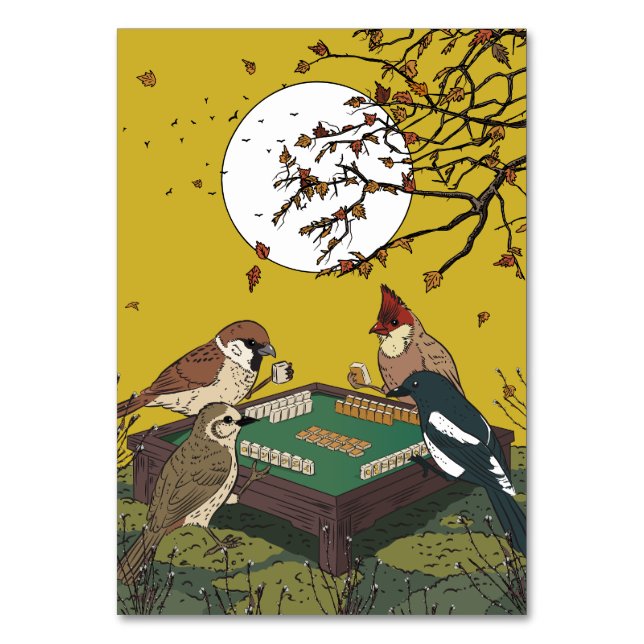 Mahjong birds playing Game  Table Number (Front)