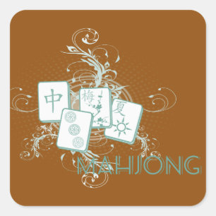 mahjong blue square sticker