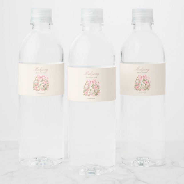 Mahjong bridal shower water bottle label (Bottles)