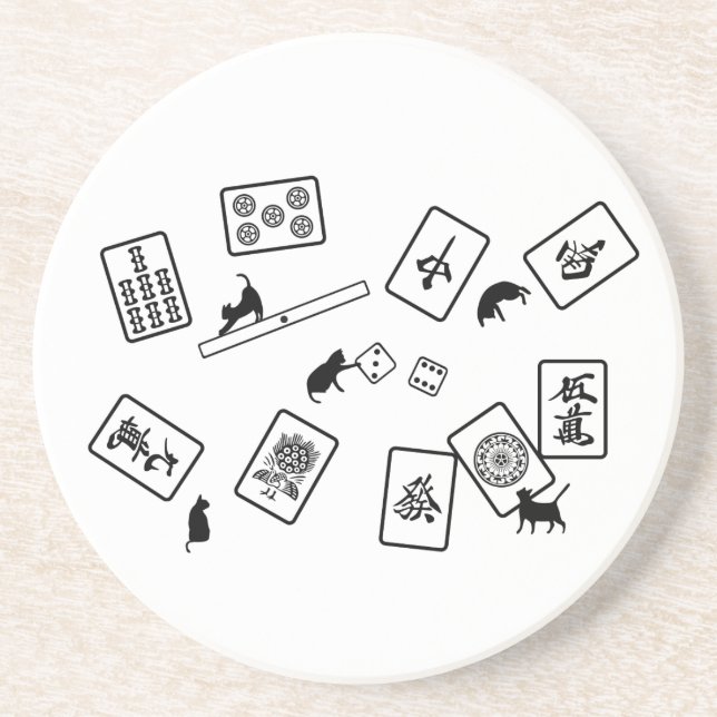 Mahjong Cat mahjong cat Coaster (Front)