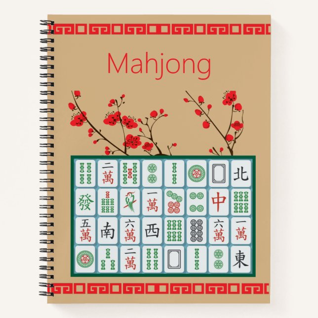 Mahjong Cherry Blossom Spiral Notebook (Front)