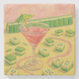 Mahjong Chic Painting Cocktail Stone Coaster