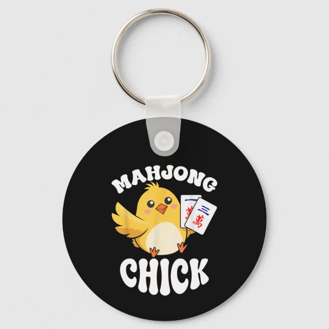 Mahjong Chick Chinese Board Game Player Key Ring (Front)