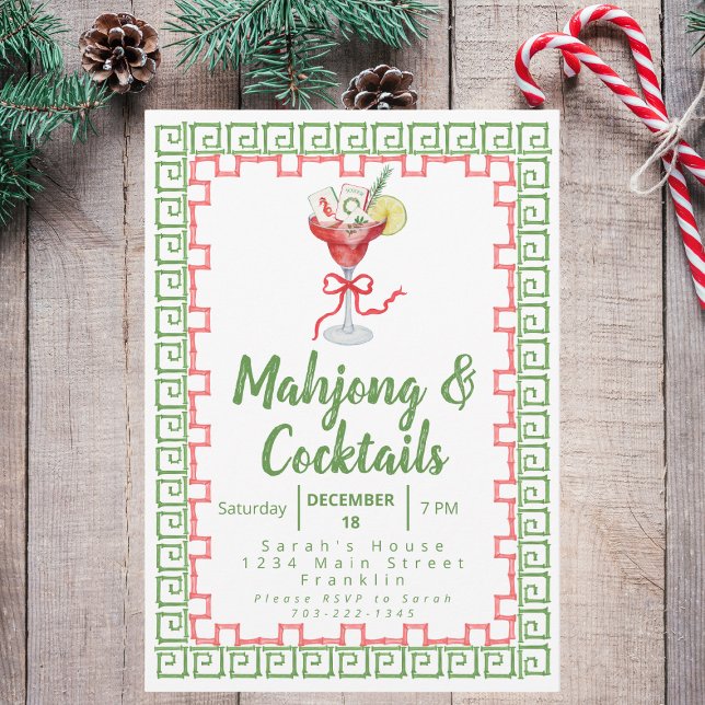 Mahjong & Cocktails Christmas Party Watercolor  (Creator Uploaded)