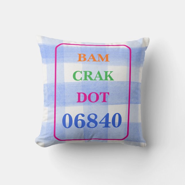 Mahjong Dot Crak Bam Blue Check ZIPCODE Personaliz Cushion (Front)