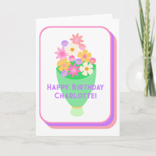 Mahjong Flower Bouquet Tile Folded Greeting Card