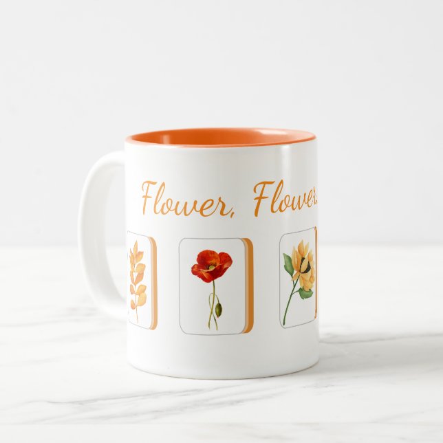 Mahjong Flower Tiles Mug (Front Left)