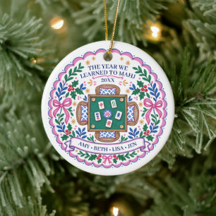 Mahjong Friends Ornament Preppy Pink Names 2026