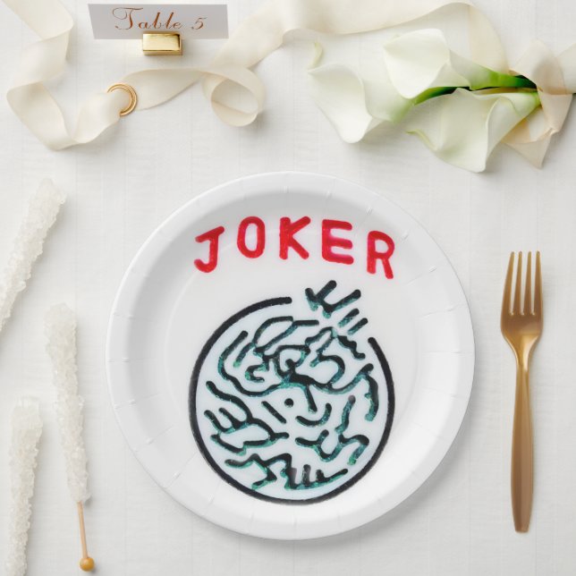 MahJong game symbol Joker tile Paper Plate (Wedding)