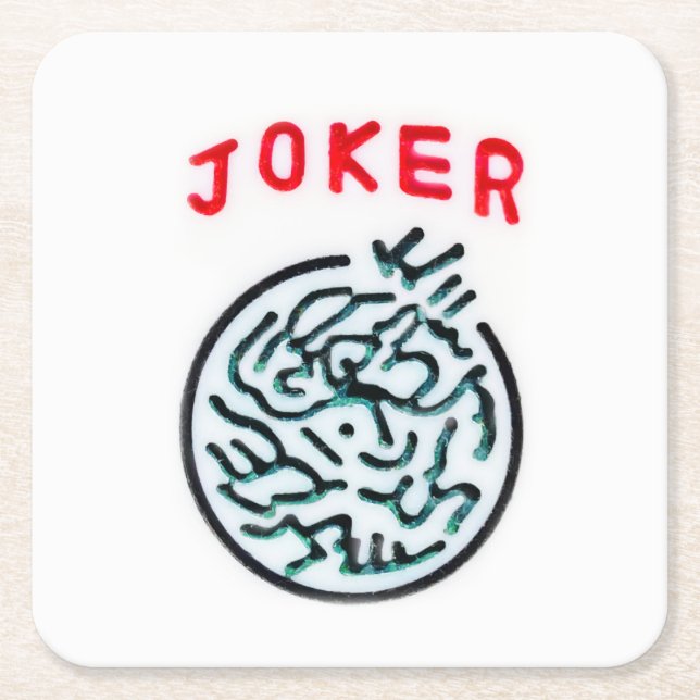 MahJong game symbol Joker tile Square Paper Coaster (Front)