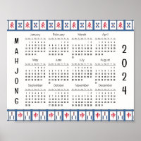 Mahjong Game Tiles 2024 Calendar Poster