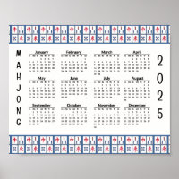 Mahjong Game Tiles 2025 Calendar Poster