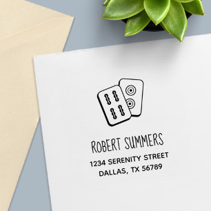 MahJong Game Tiles Address Self-inking Stamp