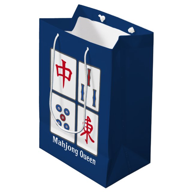 Mahjong Game Tiles Design Medium Gift Bag (Front Angled)