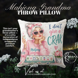 Mahjong Grandma I Don’t Give a Crak Square  Cushion